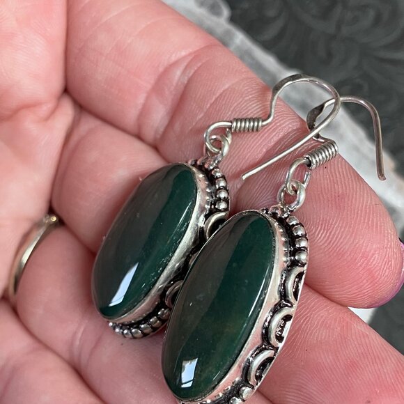 Green Chalcedony Earrings Stone Crystal Jewelry - Picture 3 of 7